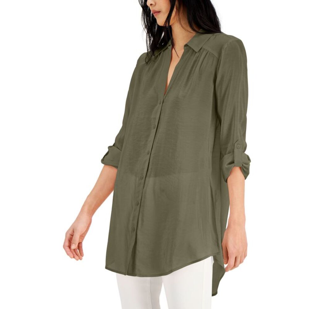 INC International Concepts Solid Button Up Tunic